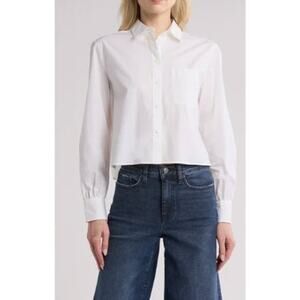 Rag & Bone Max Crop Buttondown Shirt White Size Medium